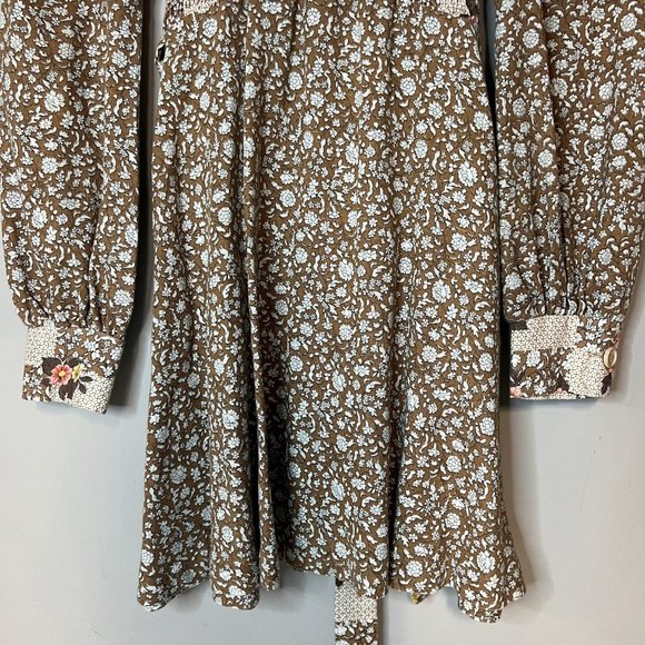 Vintage JODY T OF CALIFORNIA 70s Floral Prairie Folk Smocked Mini Dress - Picture 5 of 10